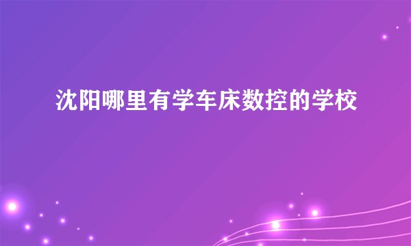沈阳哪里有学车床数控的学校