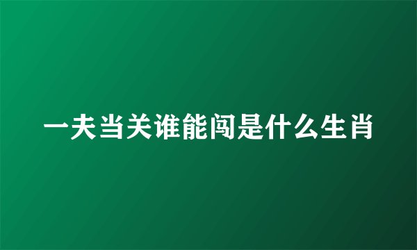一夫当关谁能闯是什么生肖