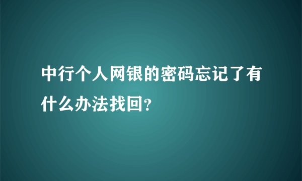 中行个人网银的密码忘记了有什么办法找回？