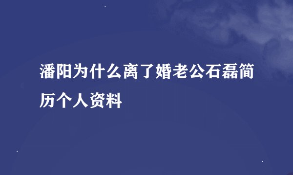 潘阳为什么离了婚老公石磊简历个人资料