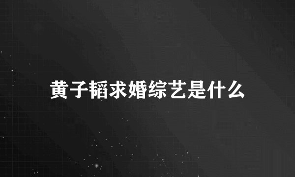 黄子韬求婚综艺是什么