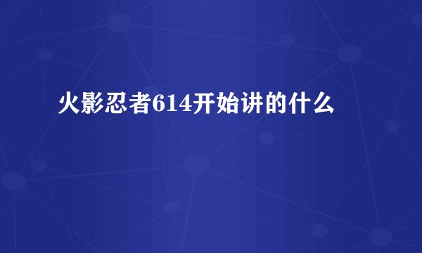 火影忍者614开始讲的什么