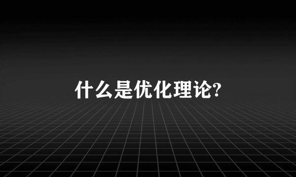 什么是优化理论?
