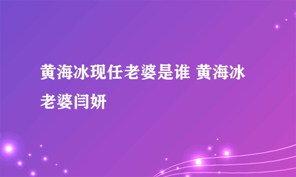 黄海冰现任老婆是谁 黄海冰老婆闫妍