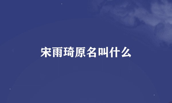 宋雨琦原名叫什么