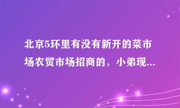 北京5环里有没有新开的菜市场农贸市场招商的，小弟现在正在待业，希望找个市场经营百货 五金 望知情人士