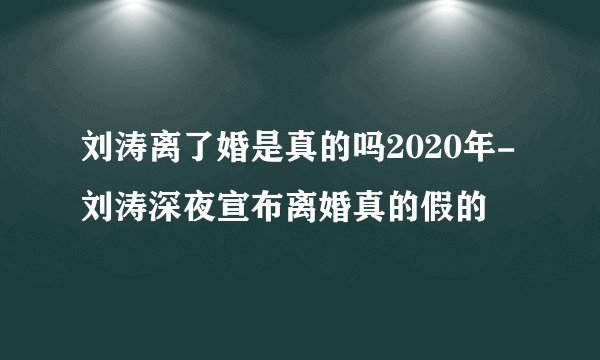 刘涛离了婚是真的吗2020年-刘涛深夜宣布离婚真的假的