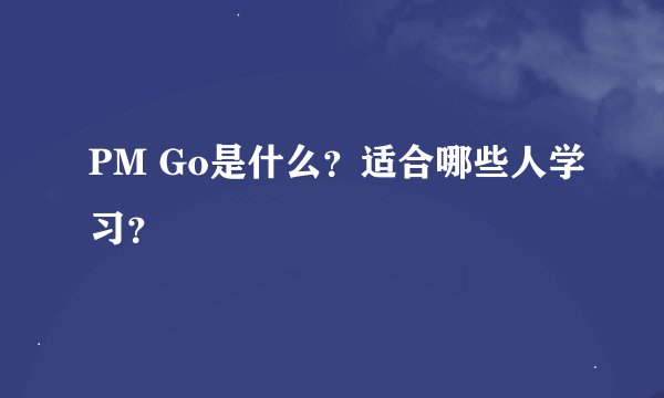 PM Go是什么？适合哪些人学习？