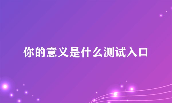 你的意义是什么测试入口