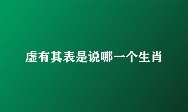 虚有其表是说哪一个生肖
