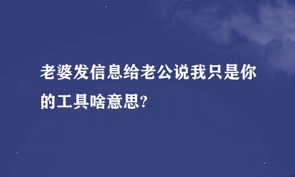 老婆发信息给老公说我只是你的工具啥意思?