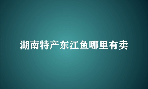 湖南特产东江鱼哪里有卖
