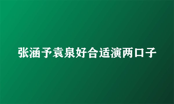 张涵予袁泉好合适演两口子