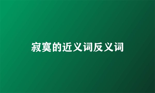 寂寞的近义词反义词