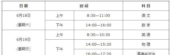 陕西中考时间2022年具体时间及科目安排（6月18日-20日）
