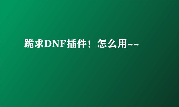 跪求DNF插件!怎么用~~