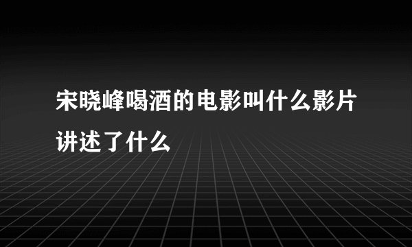 宋晓峰喝酒的电影叫什么影片讲述了什么