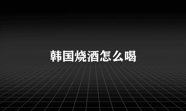 韩国烧酒怎么喝