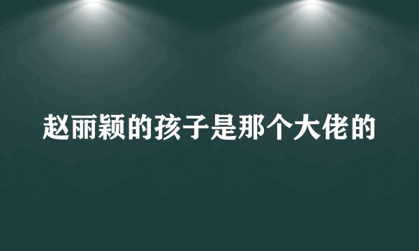 赵丽颖的孩子是那个大佬的