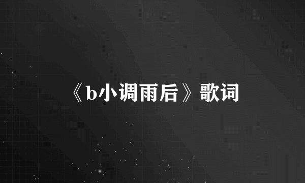 《b小调雨后》歌词