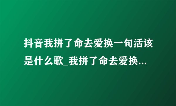 抖音我拼了命去爱换一句活该是什么歌_我拼了命去爱换一句活该歌曲介绍