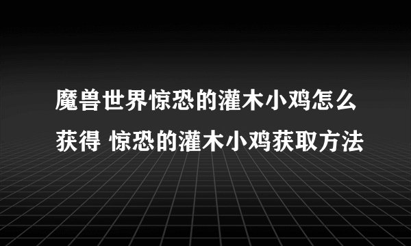 魔兽世界惊恐的灌木小鸡怎么获得 惊恐的灌木小鸡获取方法