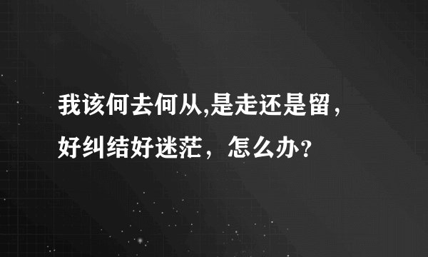 我该何去何从,是走还是留，好纠结好迷茫，怎么办？