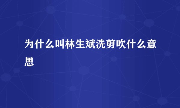 为什么叫林生斌洗剪吹什么意思
