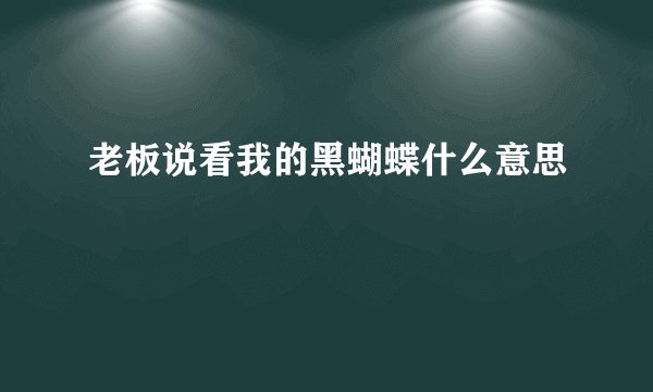 老板说看我的黑蝴蝶什么意思