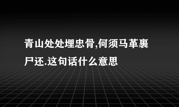 青山处处埋忠骨,何须马革裹尸还.这句话什么意思