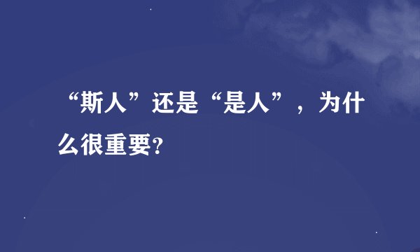 “斯人”还是“是人”，为什么很重要？