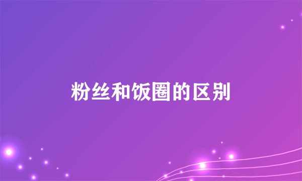 粉丝和饭圈的区别