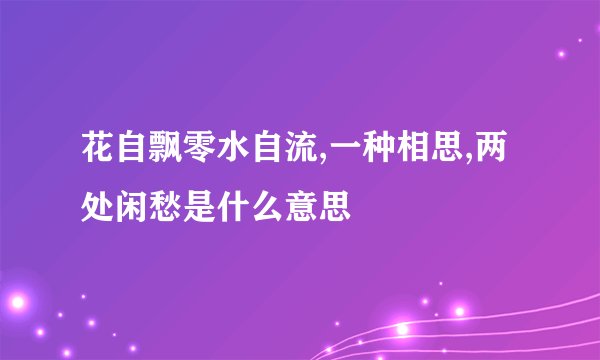 花自飘零水自流,一种相思,两处闲愁是什么意思