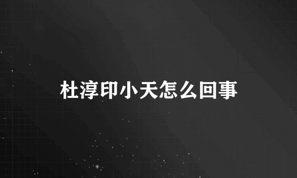 杜淳印小天怎么回事