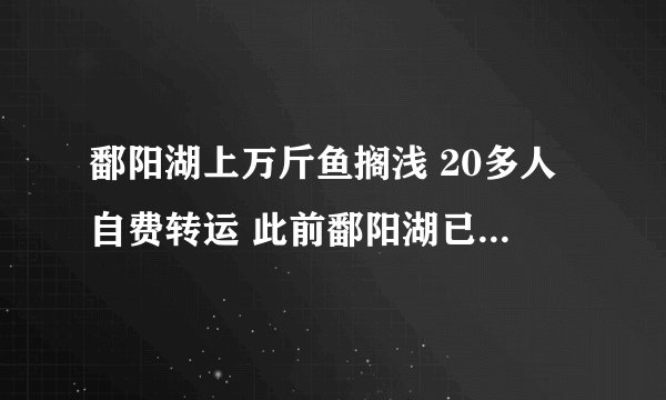 鄱阳湖上万斤鱼搁浅 20多人自费转运 此前鄱阳湖已几月无雨