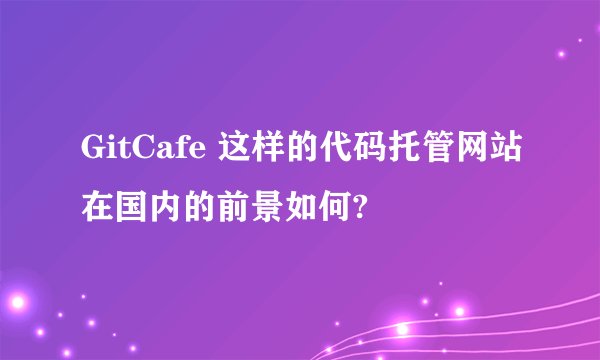 GitCafe 这样的代码托管网站在国内的前景如何?
