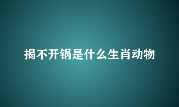 揭不开锅是什么生肖动物