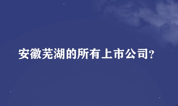 安徽芜湖的所有上市公司？