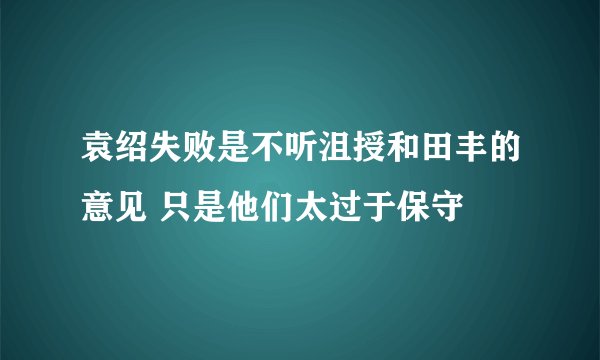 袁绍失败是不听沮授和田丰的意见 只是他们太过于保守