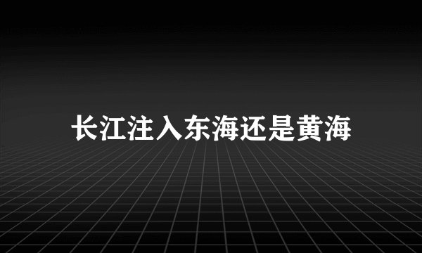 长江注入东海还是黄海