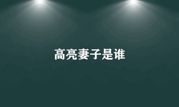 高亮妻子是谁