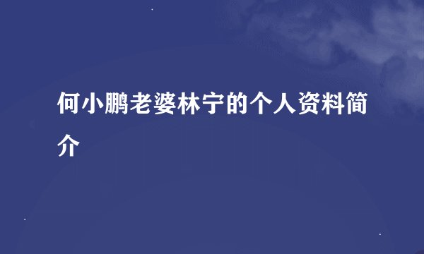 何小鹏老婆林宁的个人资料简介