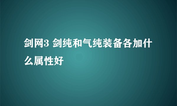 剑网3 剑纯和气纯装备各加什么属性好