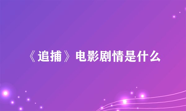 《追捕》电影剧情是什么