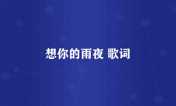 想你的雨夜 歌词