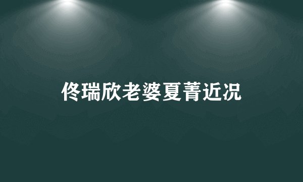 佟瑞欣老婆夏菁近况