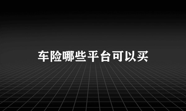 车险哪些平台可以买