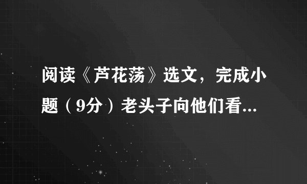 阅读《芦花荡》选文，完成小题（9分）老头子向他们看了一眼，就又低下头去。还是有一篙没一篙地撑着船，