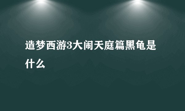 造梦西游3大闹天庭篇黑龟是什么