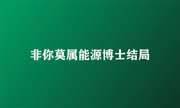 非你莫属能源博士结局